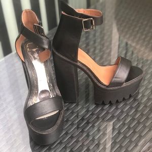 Public desire black chunky heels